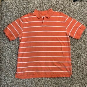 Faded Glory Vintage Men's Orange Striped Polo Shirt Size L